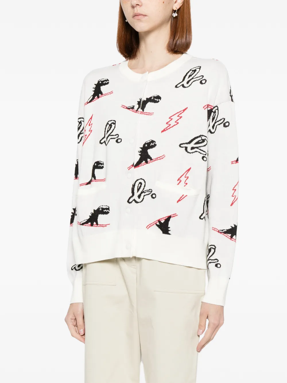 SPORT b. by agnès b. Dino Christmas sweater vest Wit