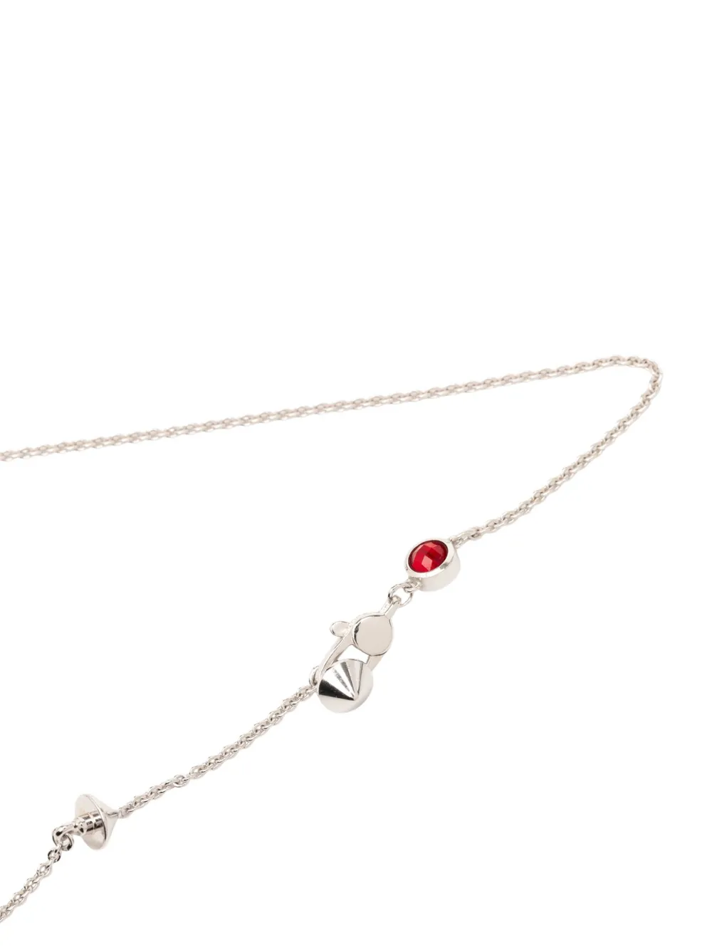 Pre-owned Gucci 2015-2025 Sterling Silver Bejeweled Heart Pendant Necklace In Red