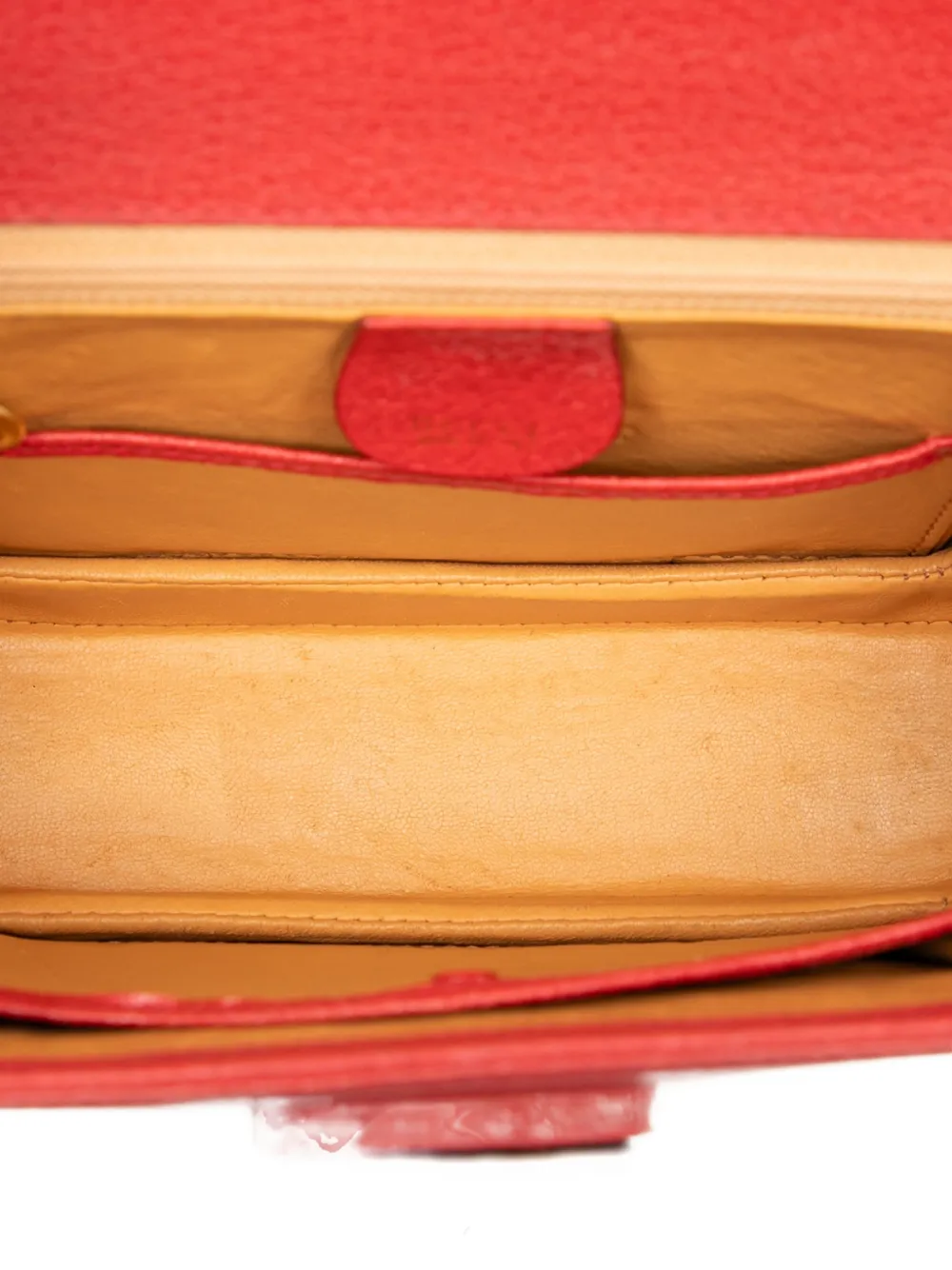 Pre-owned Gucci 20th Century Grained Calfskin Bamboo Night Satchel In Red