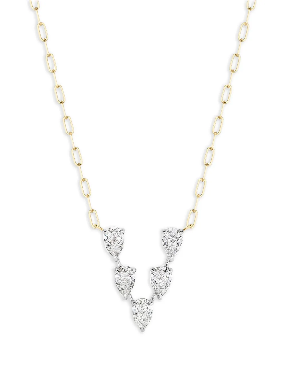 PHILLIPS HOUSE 18K yellow gold and platinum Pear V diamond necklace - Oro