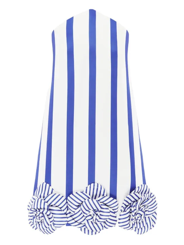 blue and white striped dress with flowers Leo Lin Suzy Floral Mini | Pair with platforms and