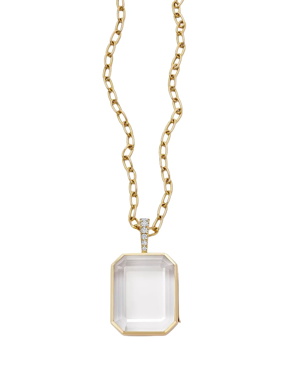 Loquet 18K yellow gold diamond locket necklace - Oro