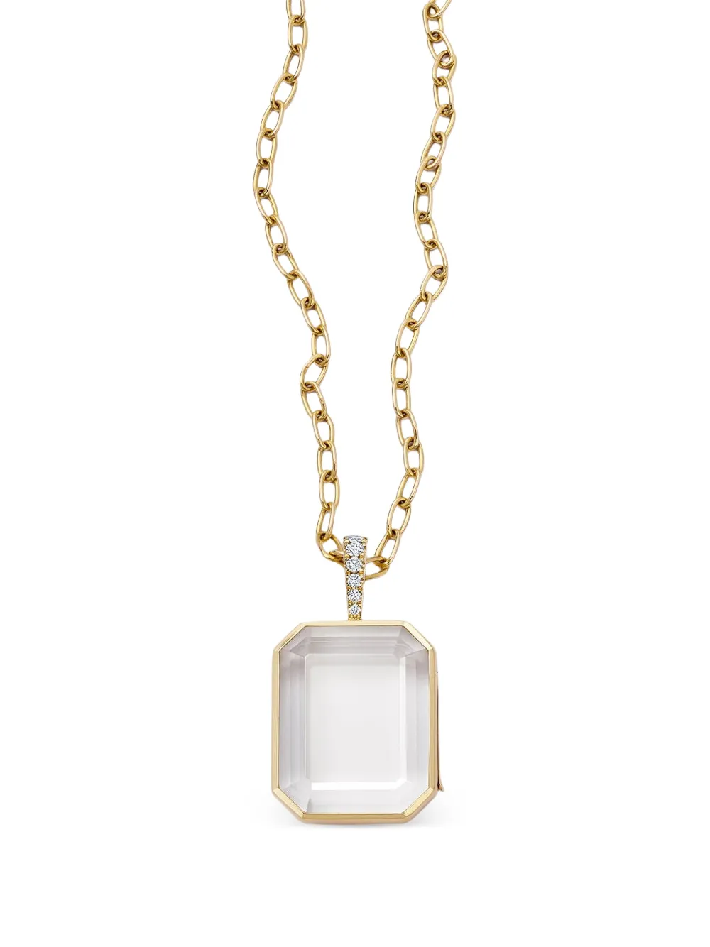 Loquet 18K yellow gold diamond locket necklace - Oro