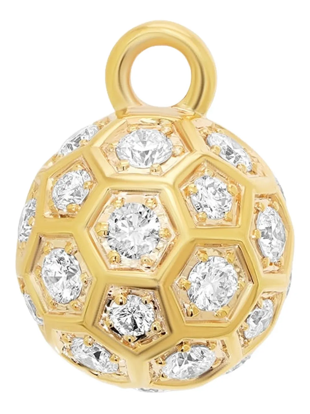 Sara Weinstock 18k Yellow Gold Diamond Honey Comb Ball Charm In Gold