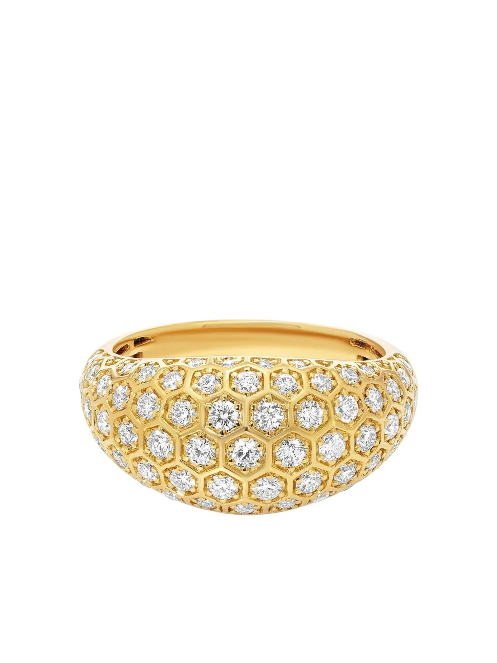 Sara Weinstock 18k Yellow Gold Diamond Honey Comb Signet Ring In Gold