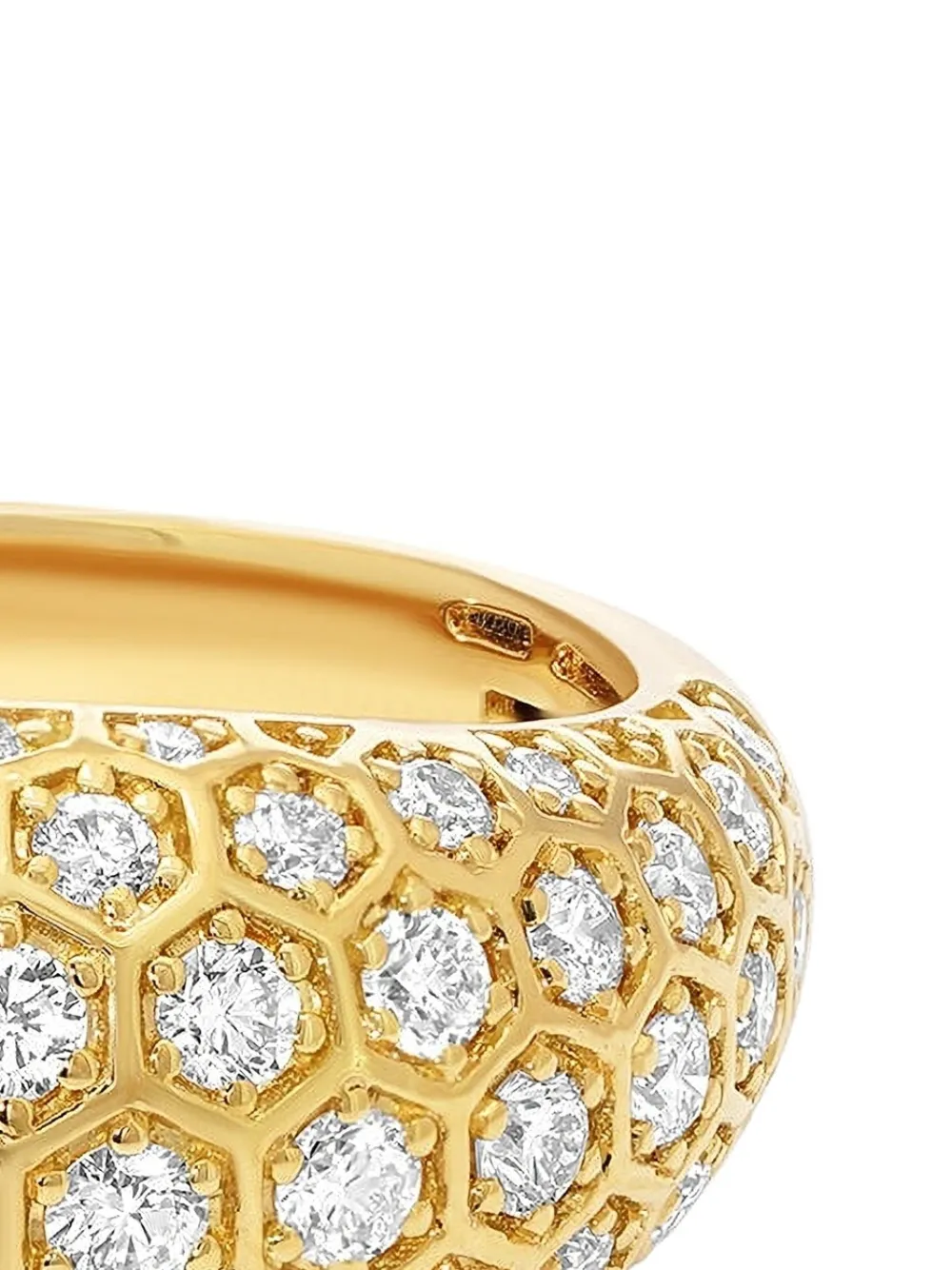 Sara Weinstock 18k Yellow Gold Diamond Honey Comb Signet Ring In Gold