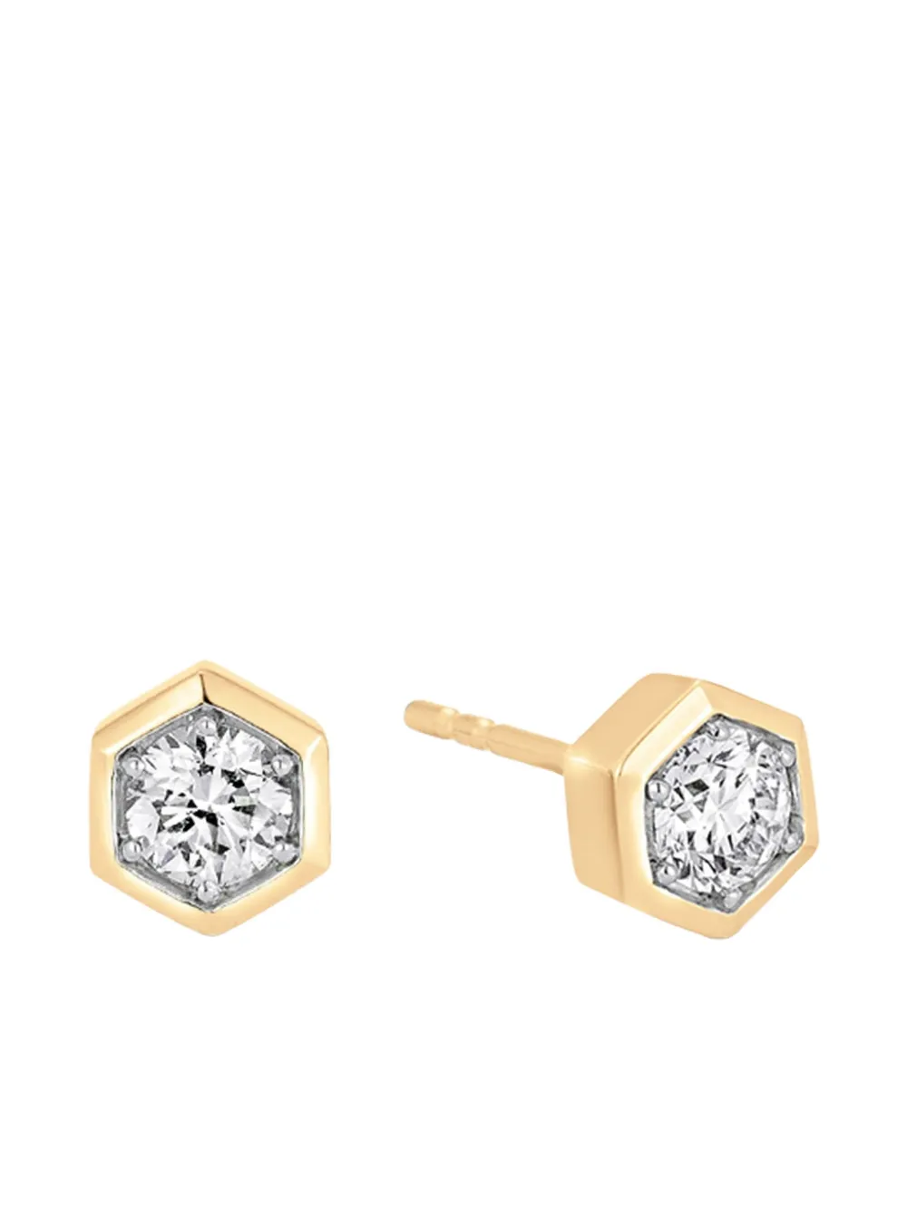 Sara Weinstock 18k Yellow Gold Honeycomb Diamond Stud Earrings In Gold