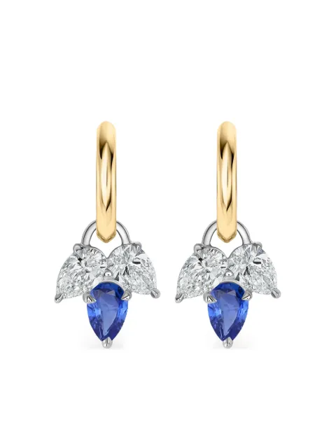 PHILLIPS HOUSE aretes huggie en oro amarillo de 18kt y platino con diamantes y zafiros