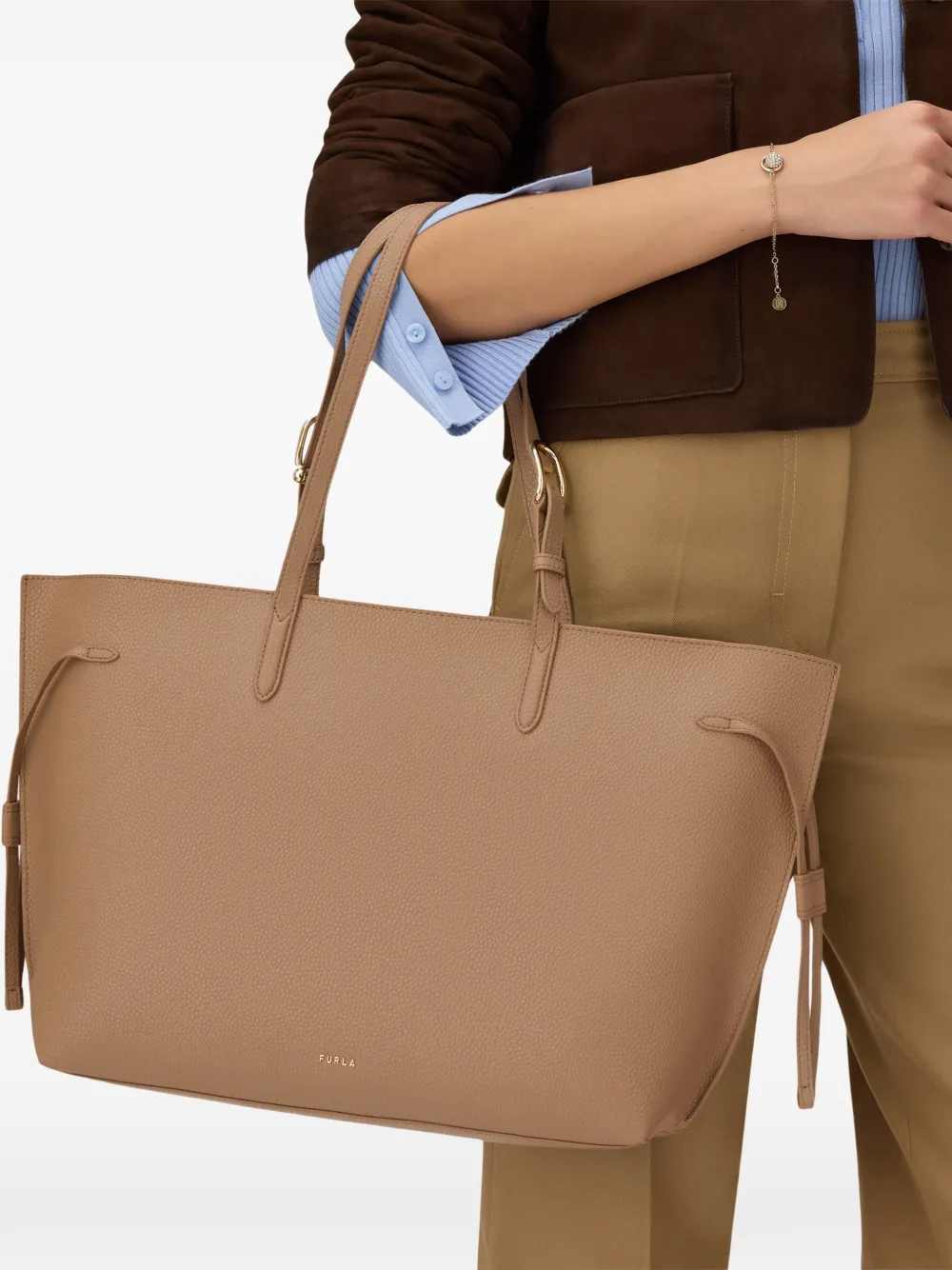 Furla Giove leren shopper Bruin
