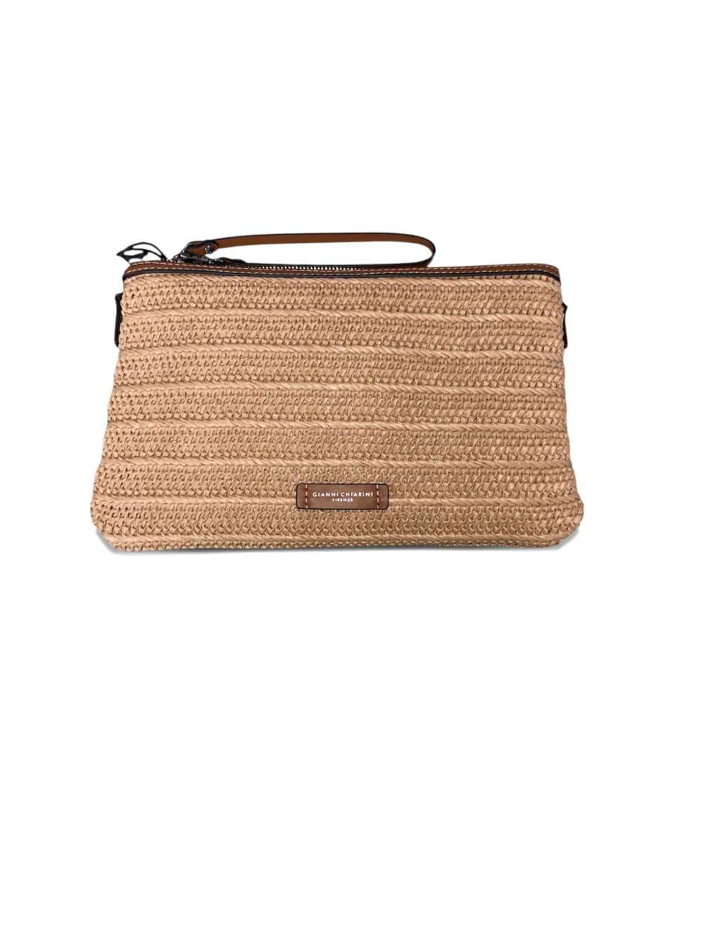 Gianni Chiarini Logo-patch Clutch Bag In Neutral