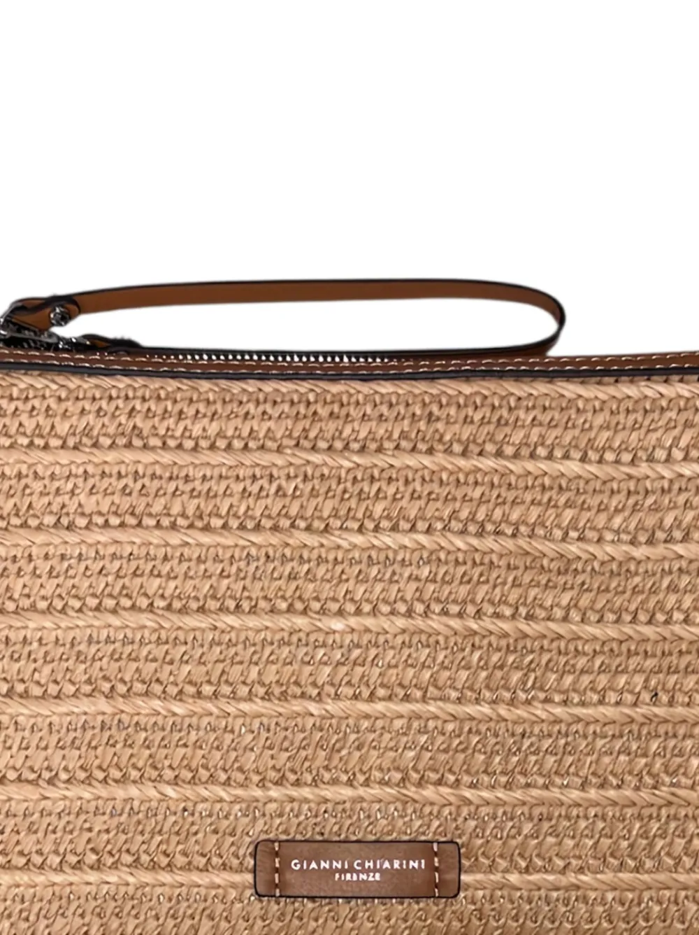 GIANNI CHIARINI logo-patch clutch bag - Beige