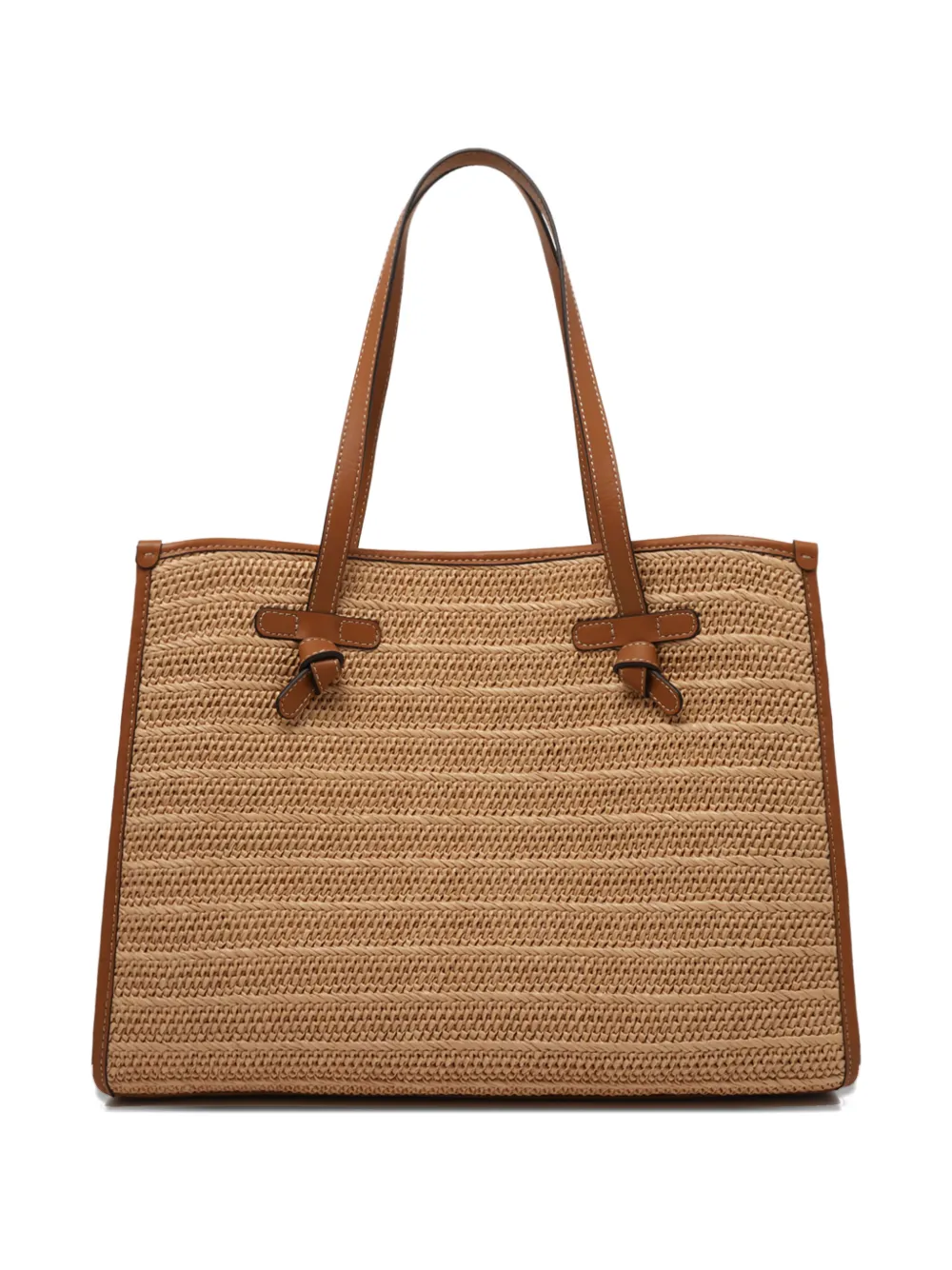 MARCELLA CLUB woven raffia tote bag - Neutrals