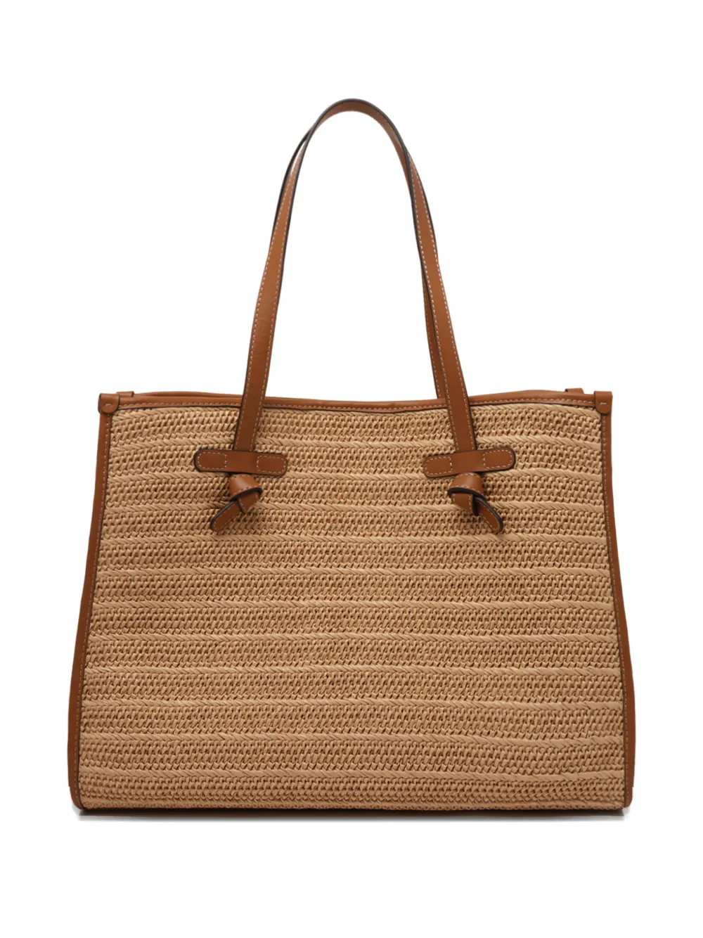 MARCELLA CLUB woven raffia tote bag - Beige