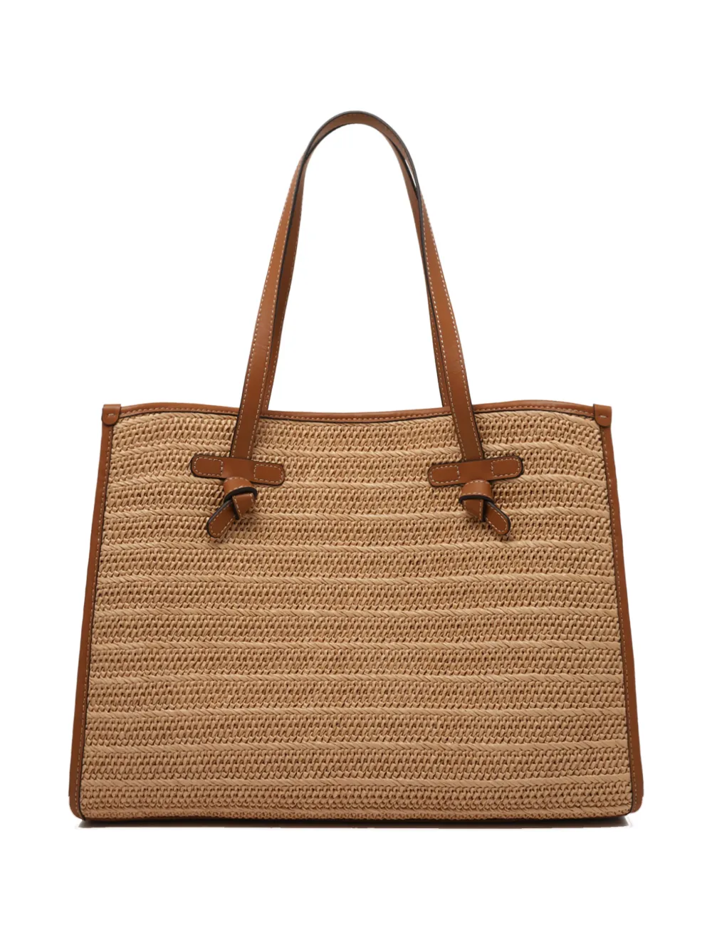 MARCELLA CLUB woven raffia tote bag - Toni neutri