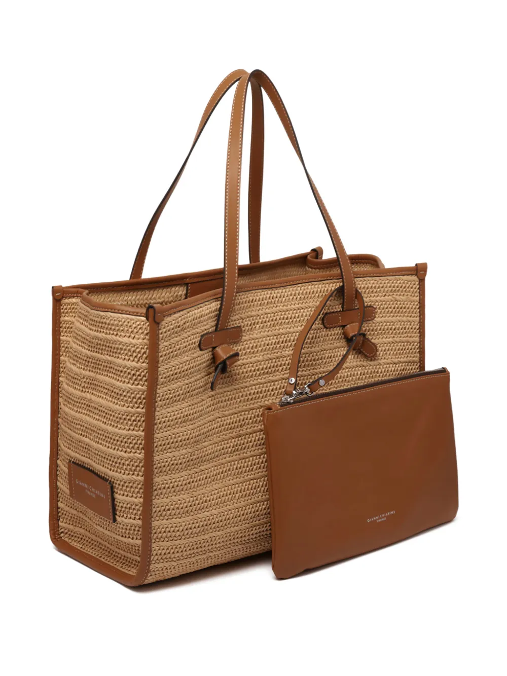 Marcella Club Woven Raffia Tote Bag - Neutrals 