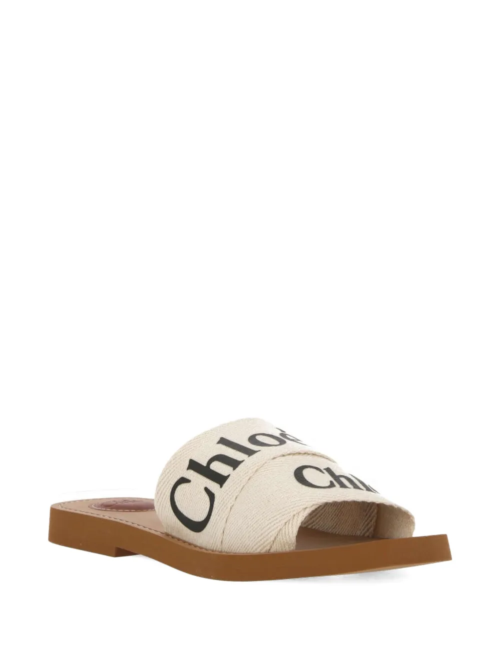 Chloé logo flat sandals Beige