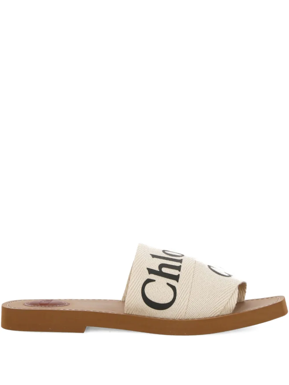 Chloé Logo Flat Sandals In Neutral
