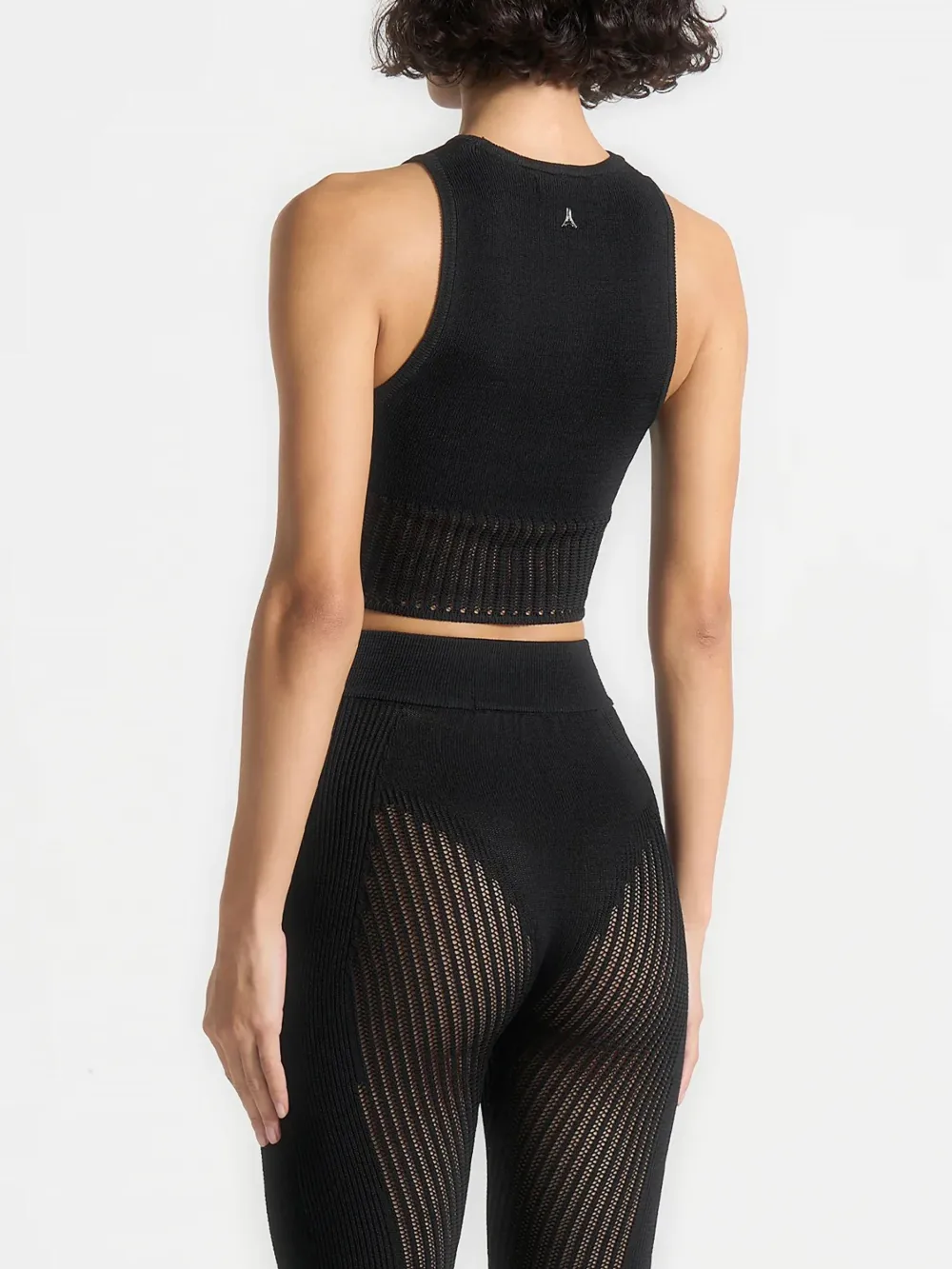 Manière De Voir knitted racer crop top Zwart