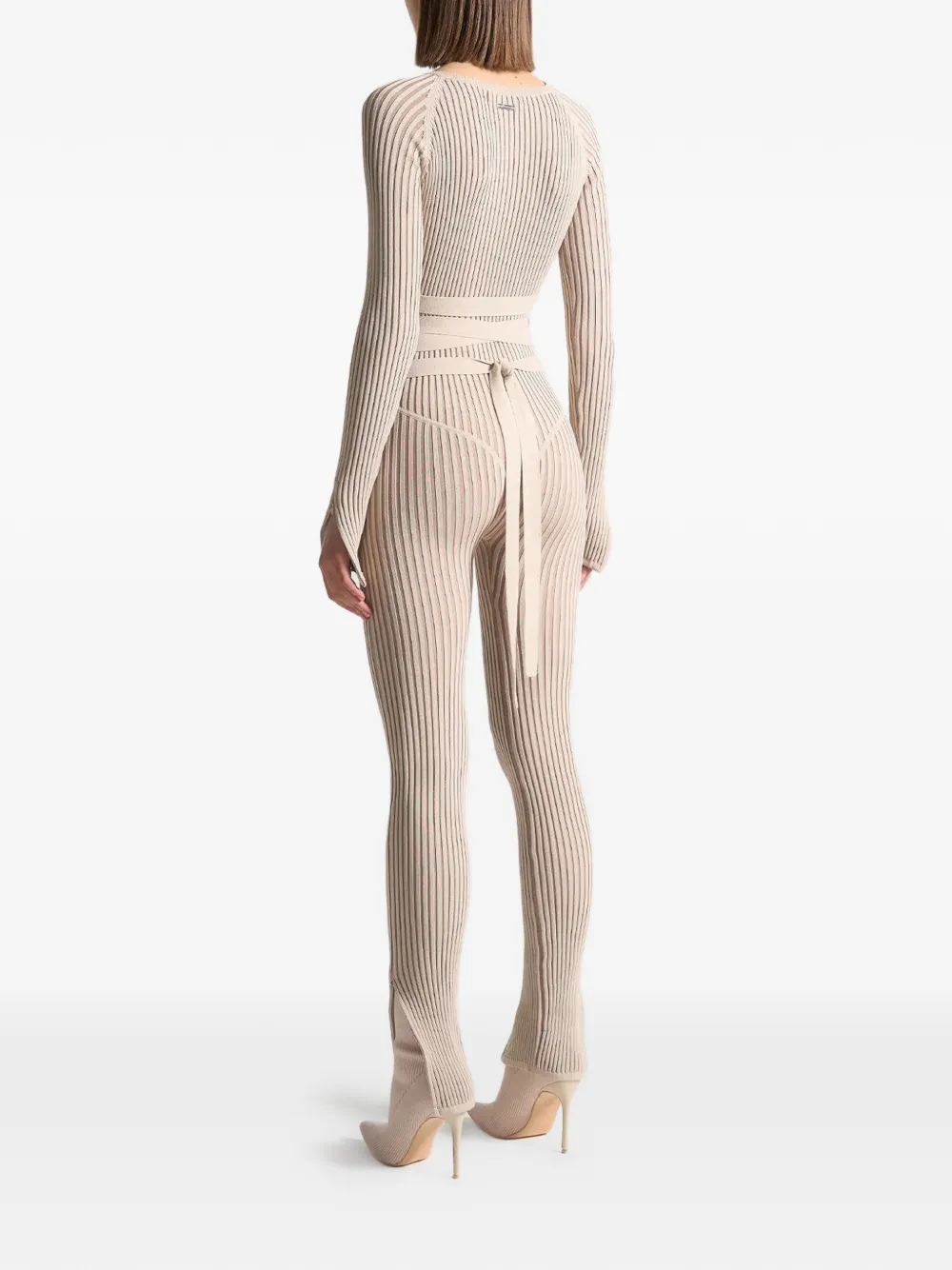 Manière De Voir knitted tie jumpsuit Beige