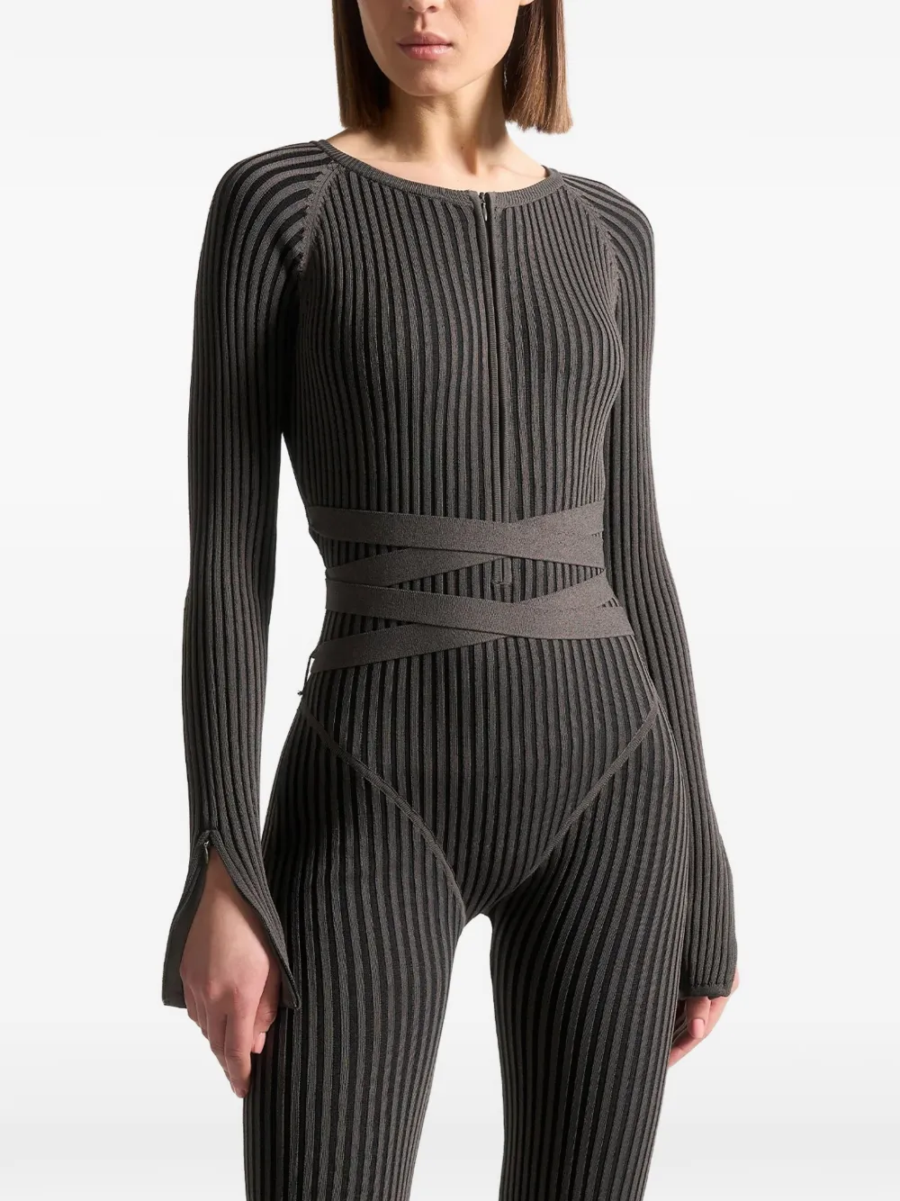 Manière De Voir knitted tie jumpsuit - Grigio