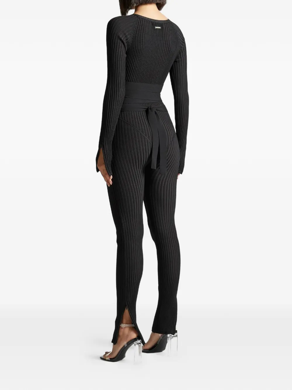 Manière De Voir ribbed knit tie jumpsuit Zwart