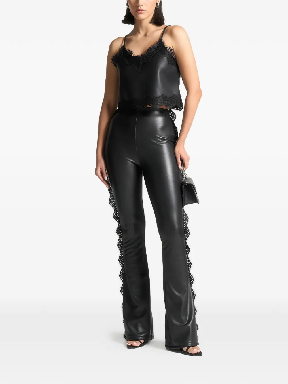 Manière De Voir lace trim trousers - Zwart