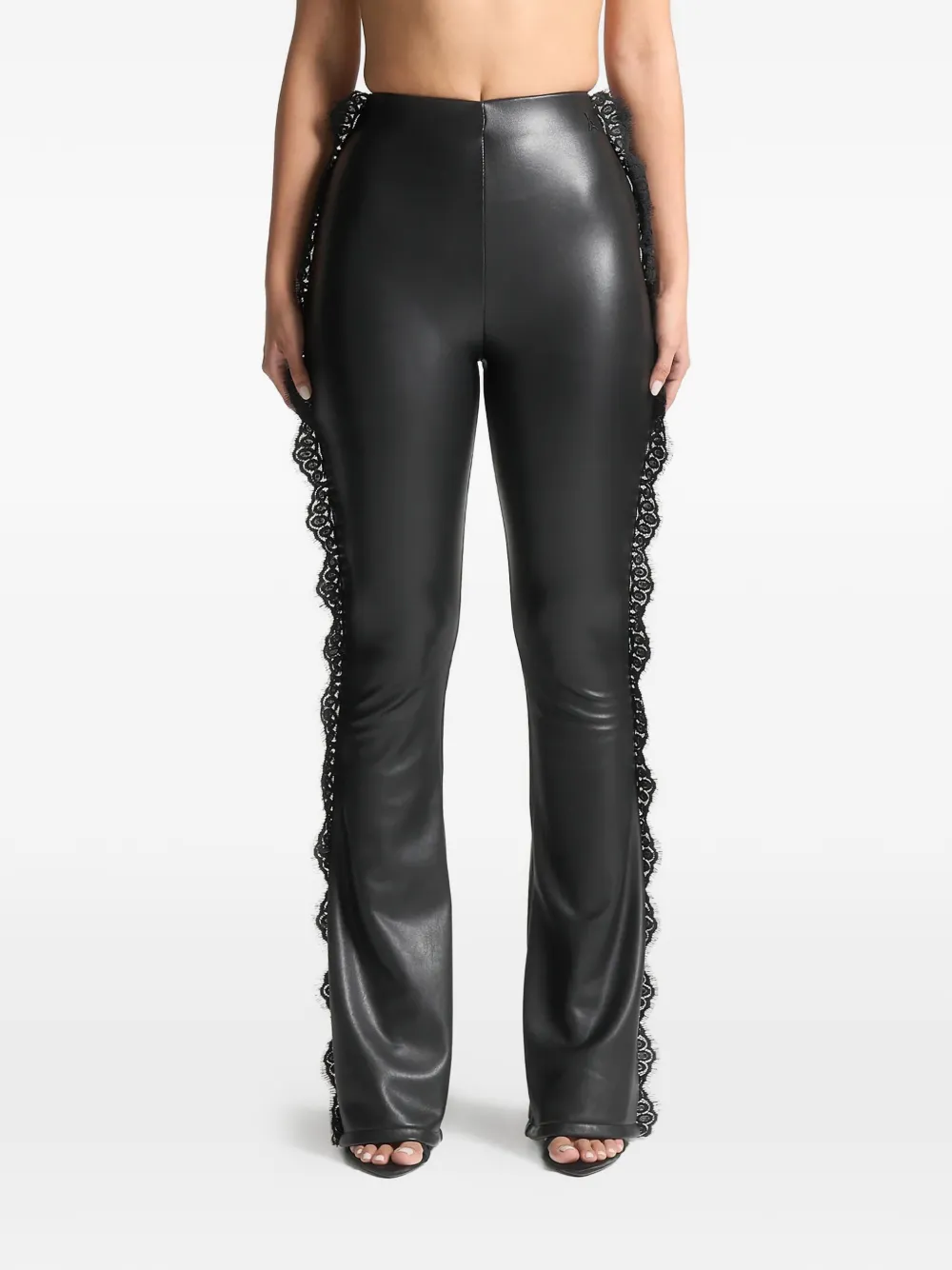 Manière De Voir Lace Trim Trousers In Black