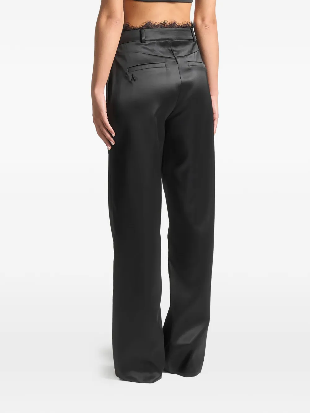 Manière De Voir lace waistband satin trousers Zwart