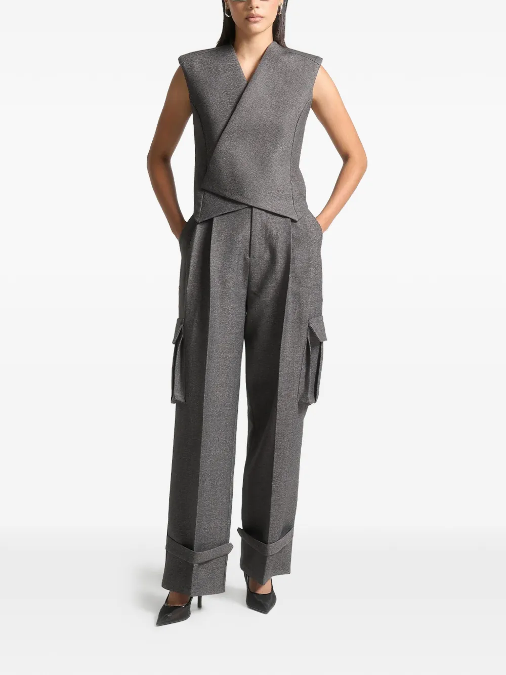 Manière De Voir Laurence getailleerde gilet met textuur Grijs