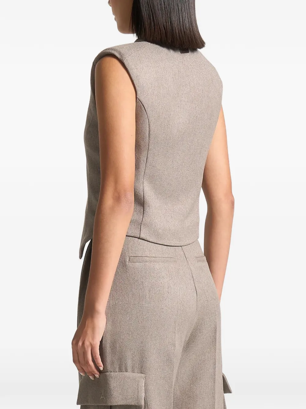 Manière De Voir Laurence gilet met wikkel-effect en textuur Beige