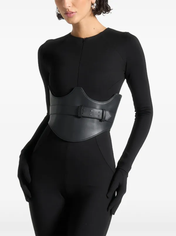 Manière De Voir フェイクレザーコルセットベルト | ブラック
