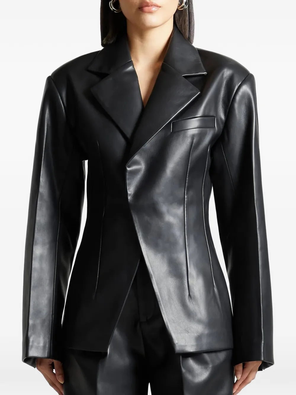 Manière De Voir Double-breasted Lapel Blazer In Black