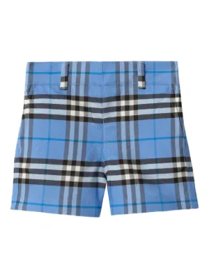 Burberry Kids チェックトリム ショートパンツ | ブルー | FARFETCH JP