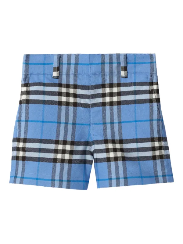 バーバリー BURBERRYキッズ　チェックパンツ Burberry Kids チェック ショートパンツ | ブルー | FARFETCH JP