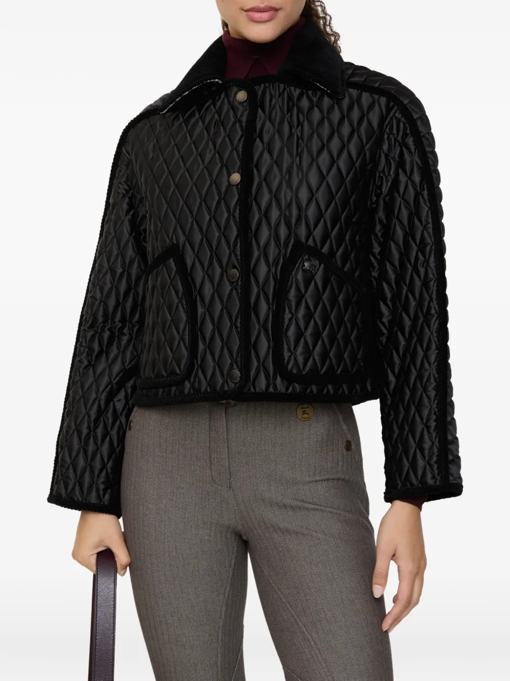 Burberry Cropped gewatteerd nylon Floriston jack Zwart