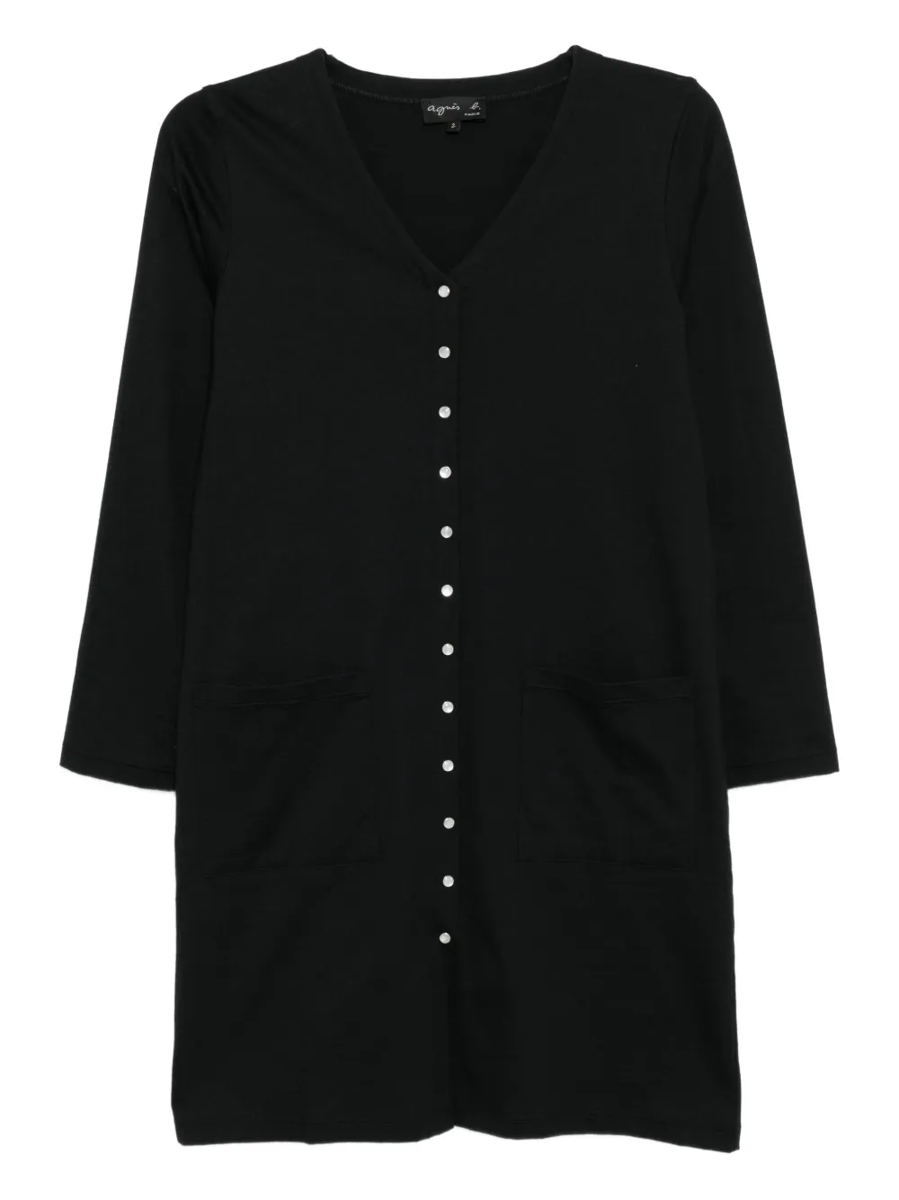 agnès b.  vestido estilo cárdigan con cuello en V | negro | Image 1