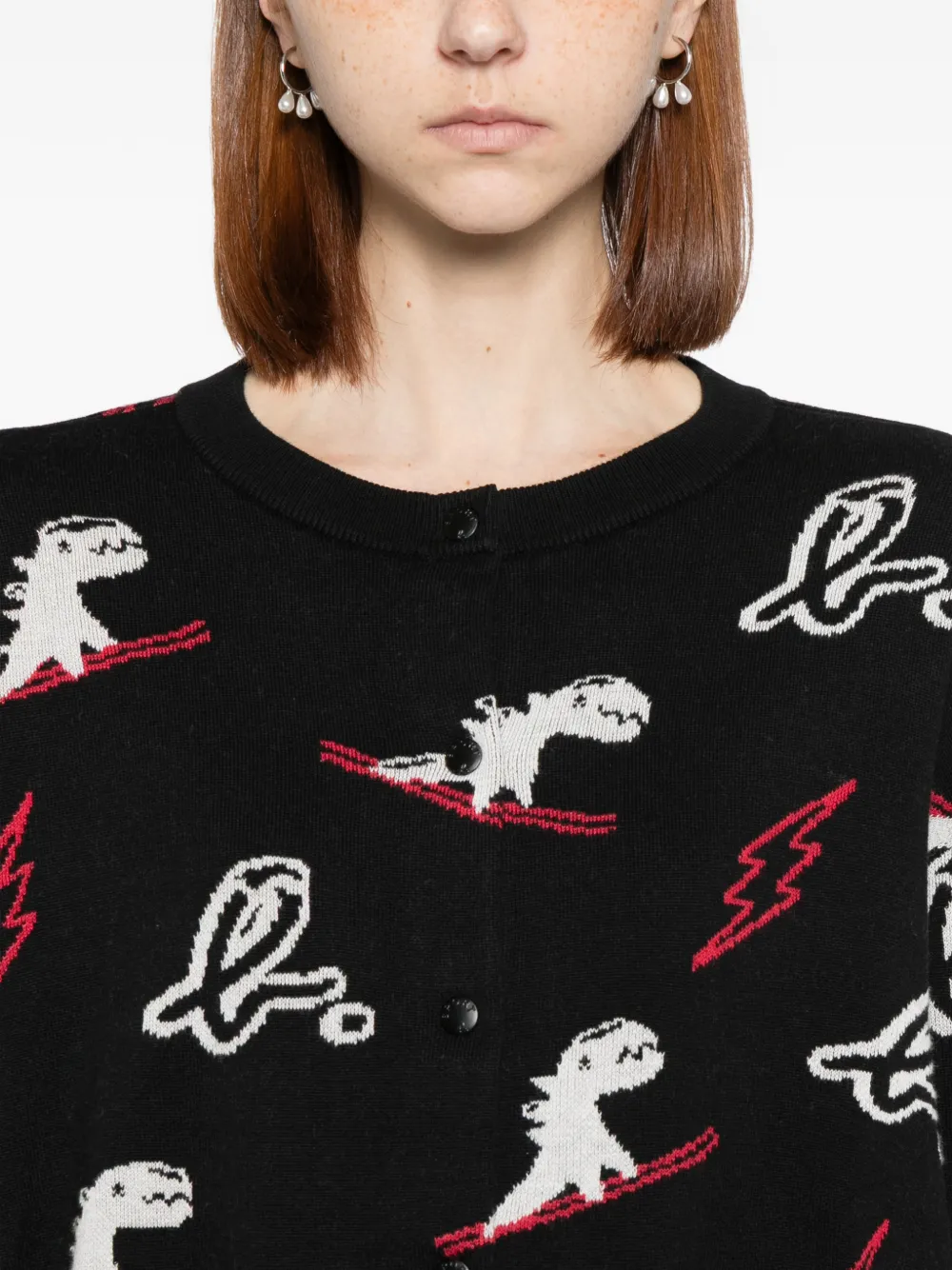 Sport B. By Agnès B. Dino Christmas Sweater Cardigan In Black