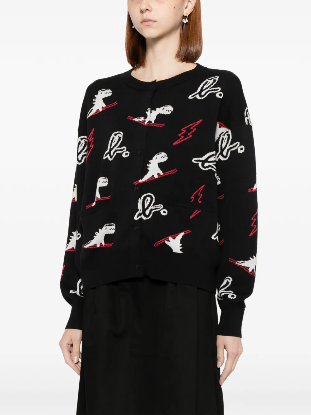 Sport B. By Agnès B. Dino Christmas Sweater Cardigan In Black