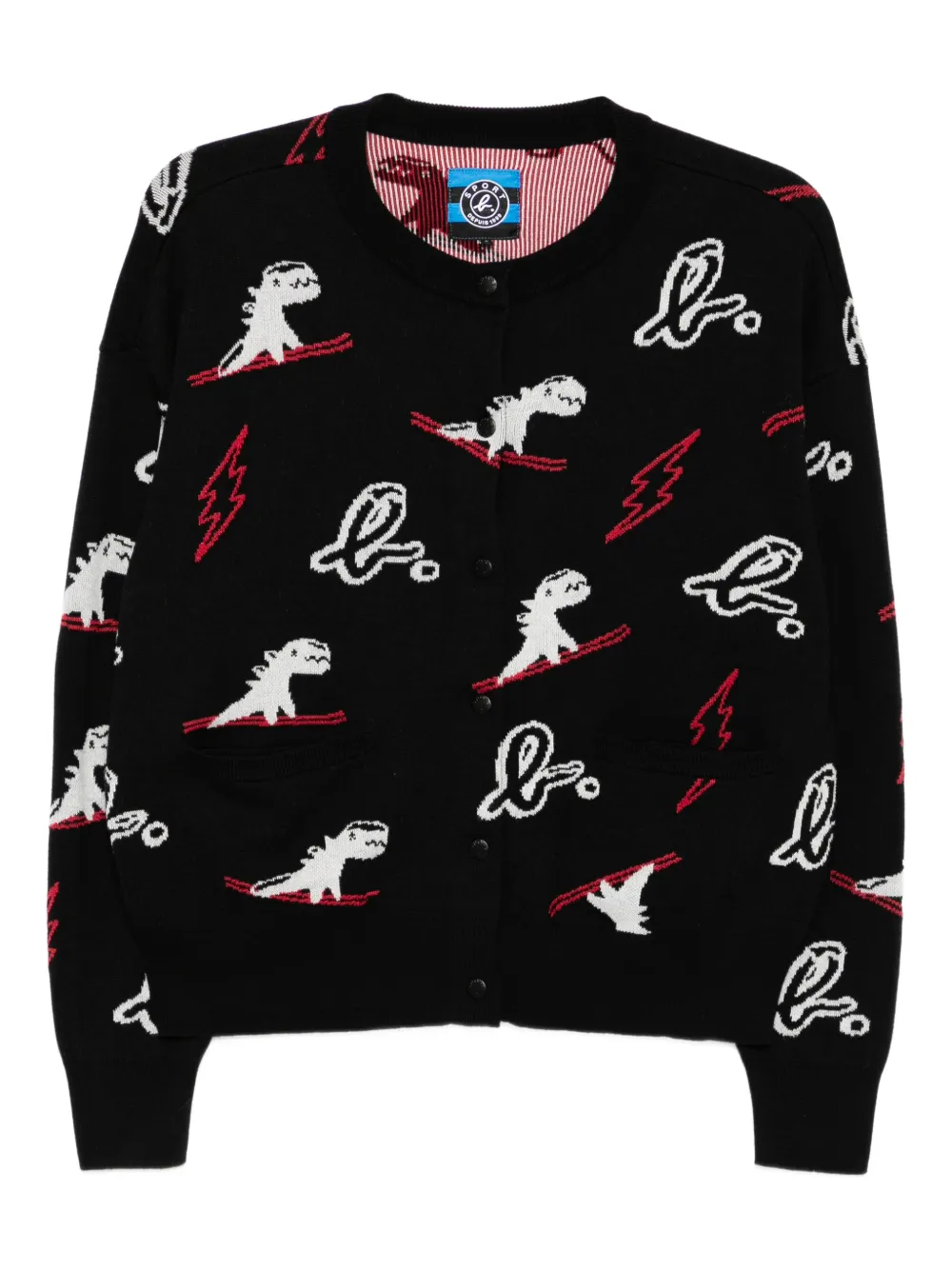 SPORT b. by agnès b. Dino christmas sweater cardigan - Nero