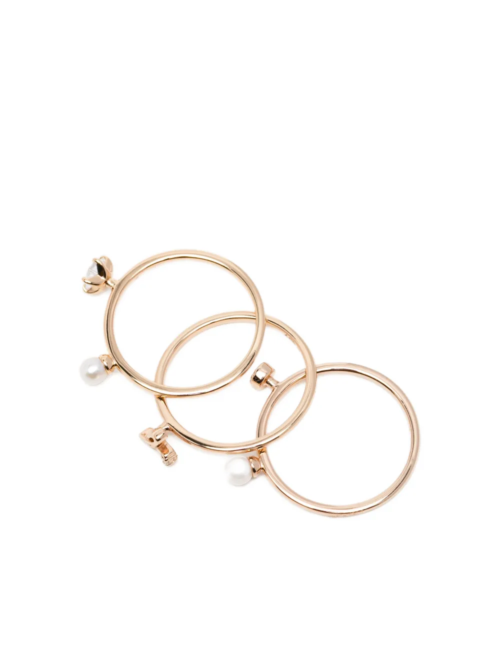 Pearl Charm Ring Set