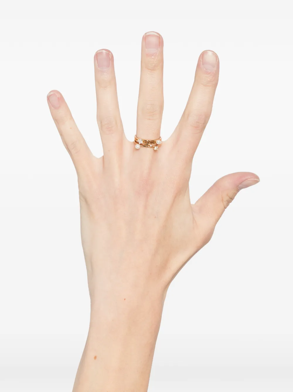 agnès b.  set de anillos con dije de perla | Image 2