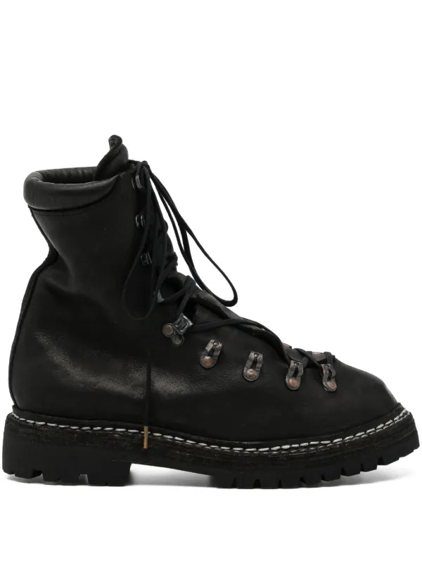 GUIDI スエード レースアップシューズ ブラック Guidi レースアップ レザーブーツ | ブラック | FARFETCH JP