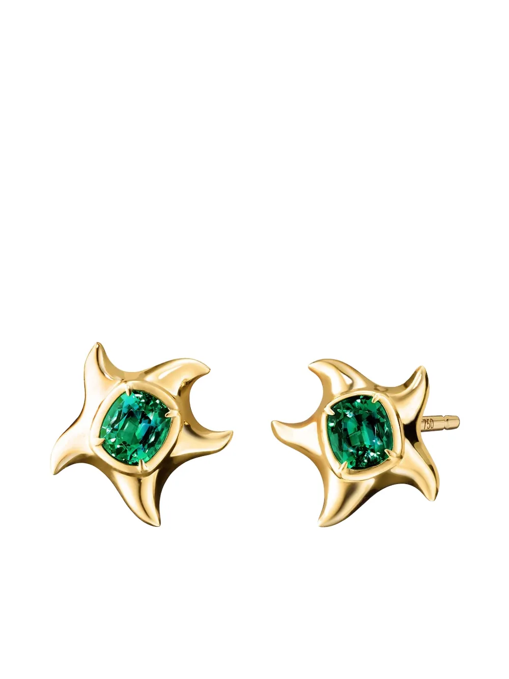 Monica Rich Kosann 18k Yellow Gold Starfish Tourmaline Earrings In Gray
