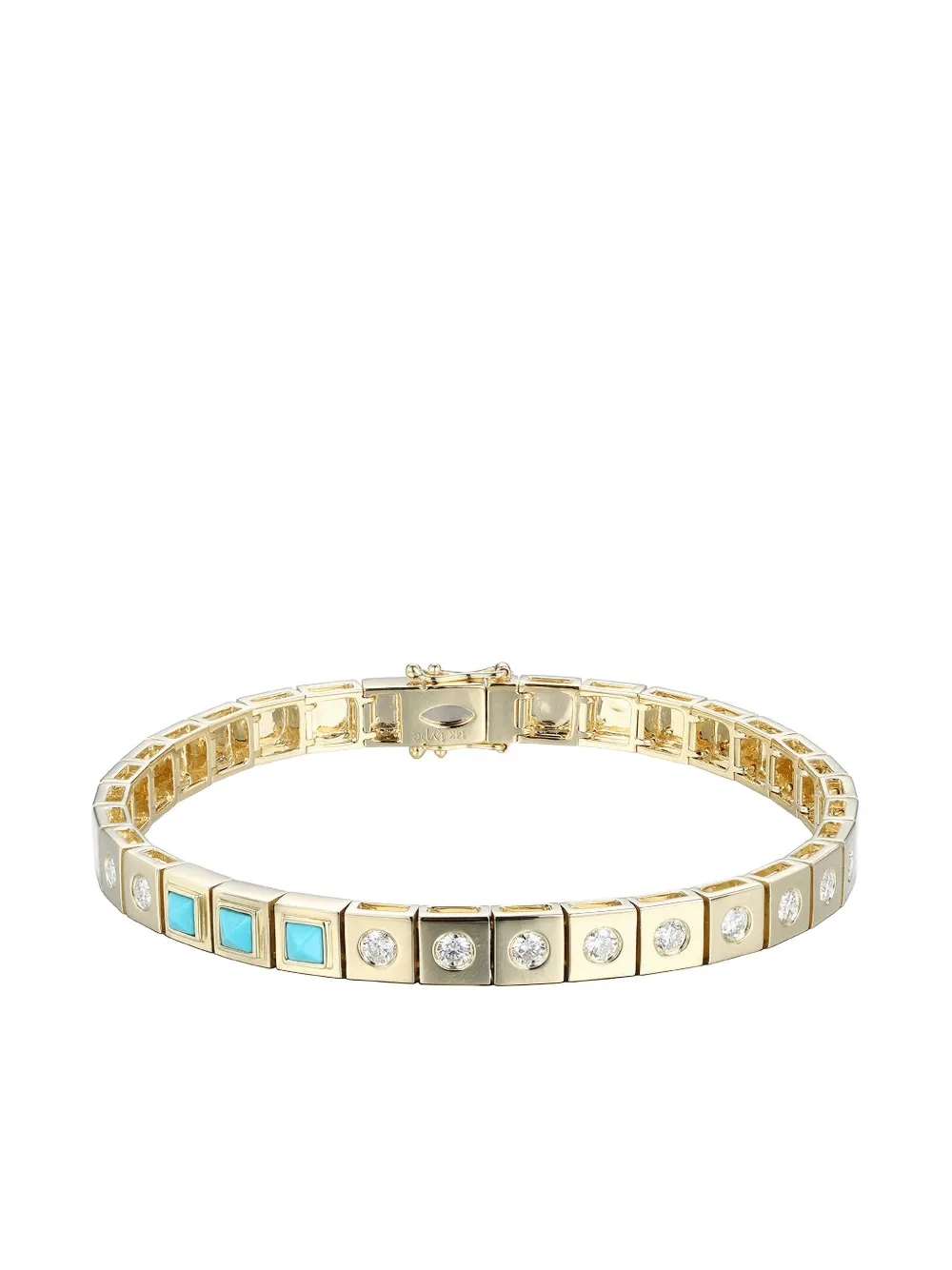 Type Jewelry Bracciale Leggo ID in oro giallo 14 carati con turchese e diamanti