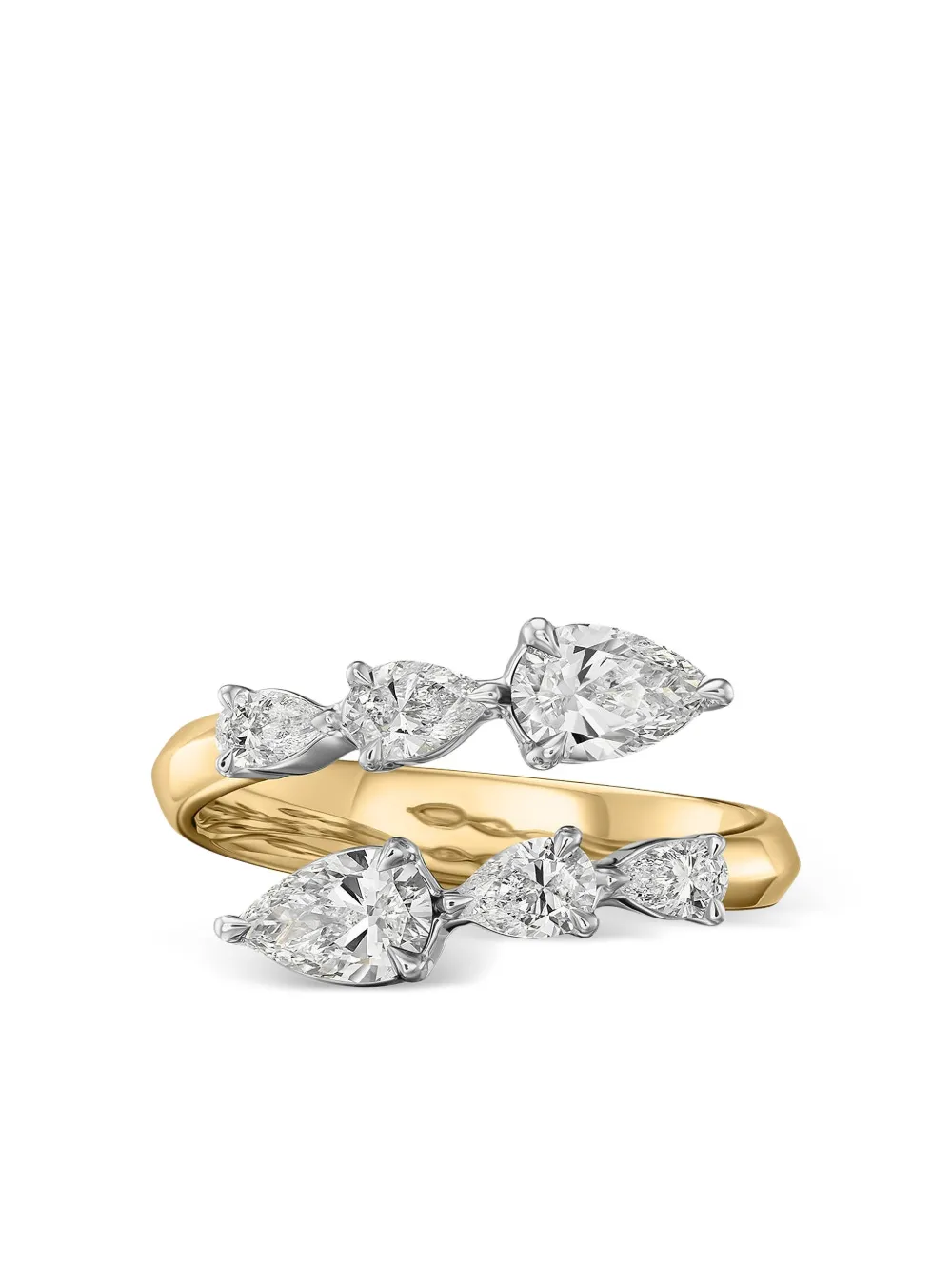 PHILLIPS HOUSE 18K yellow gold and platinum diamond pear crossover ring - Oro