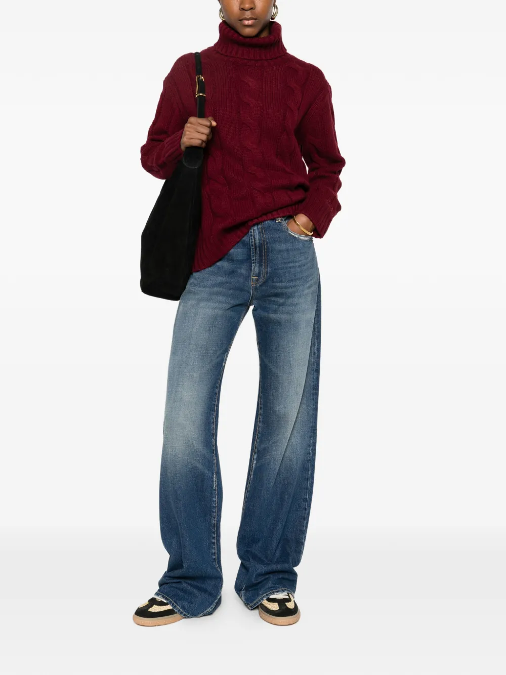 Fantine Cable-Knit Roll-Neck Sweater