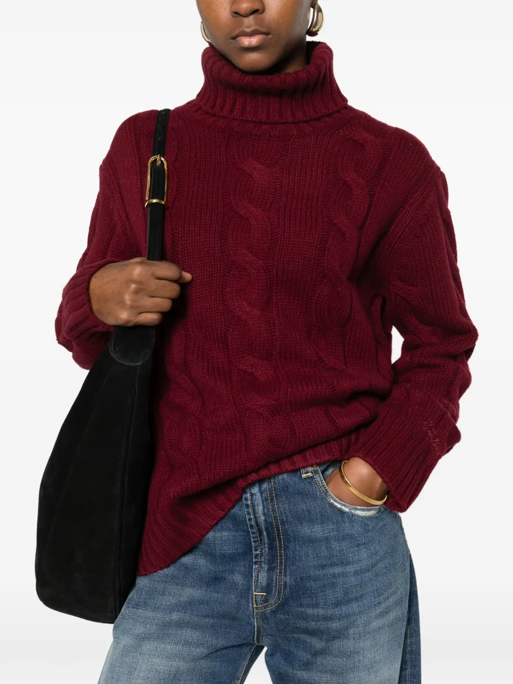 Fantine Cable-Knit Roll-Neck Sweater