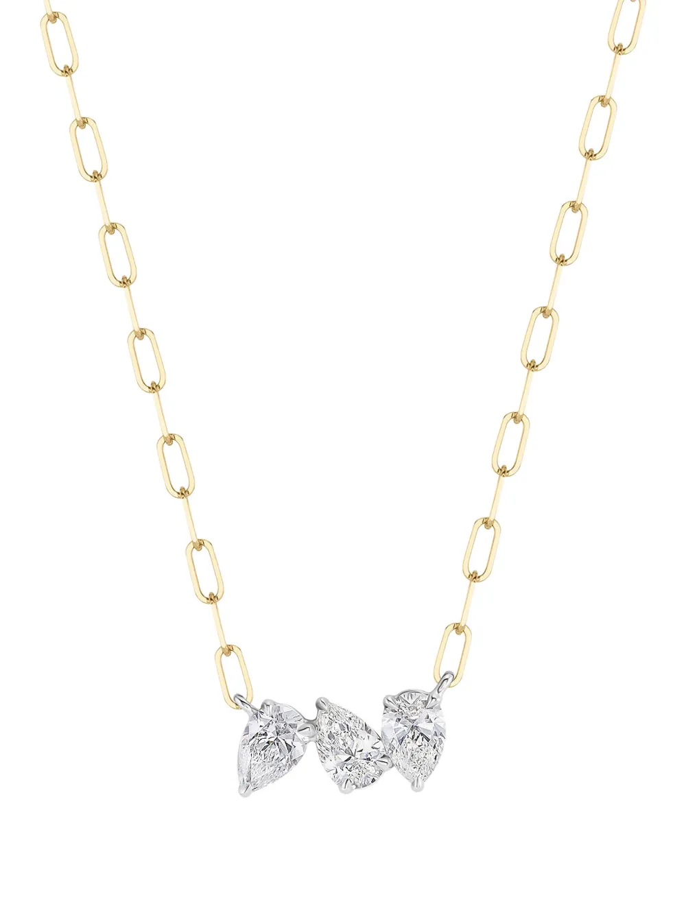 Phillips House 18k Yellow Gold And Paltinum Pear Diamond Necklace In Gold