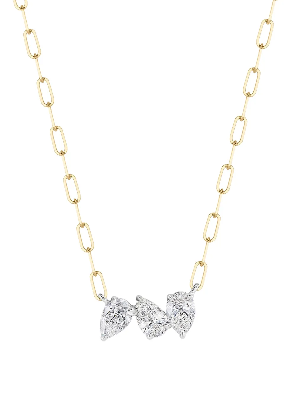 Phillips House 18k Yellow Gold And Paltinum Pear Diamond Necklace In Gold