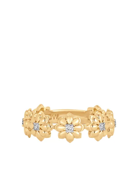 Sara Weinstock 18k yellow gold diamond flower ring
